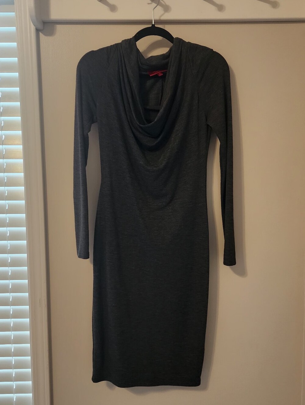 Jennifer Lopez Charcoal Gray Cowl Neck Long-Sleeve Dress - Picture 1 of 3